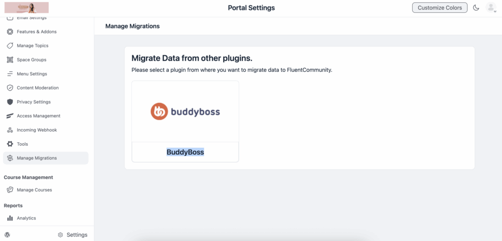 BuddyBoss migration, FluentCommunity